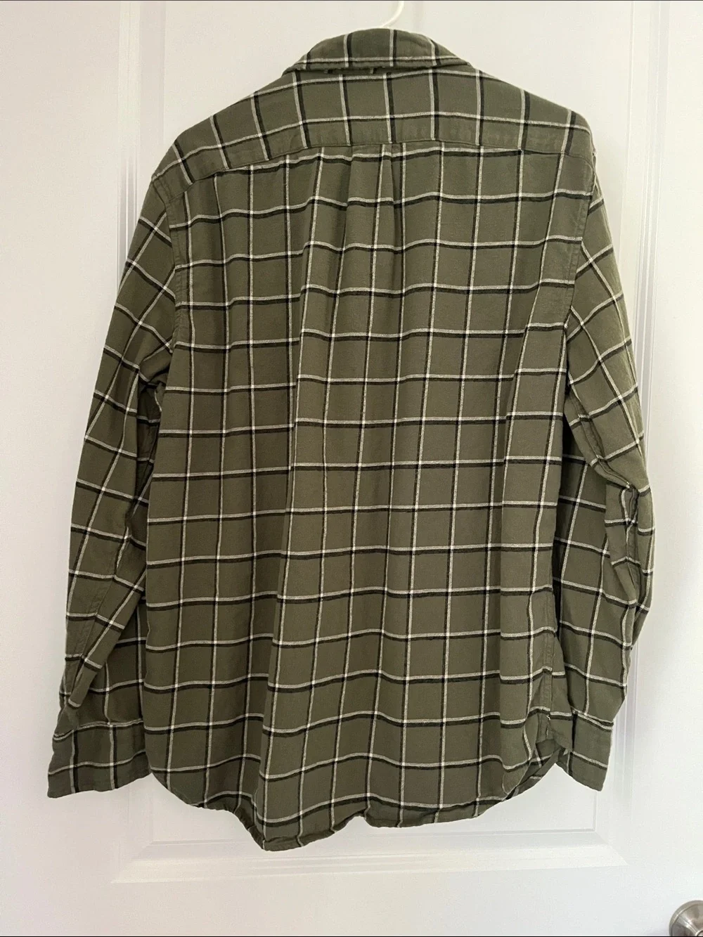 J. Crew Olive Plaid Button-Down Flannel Shirt